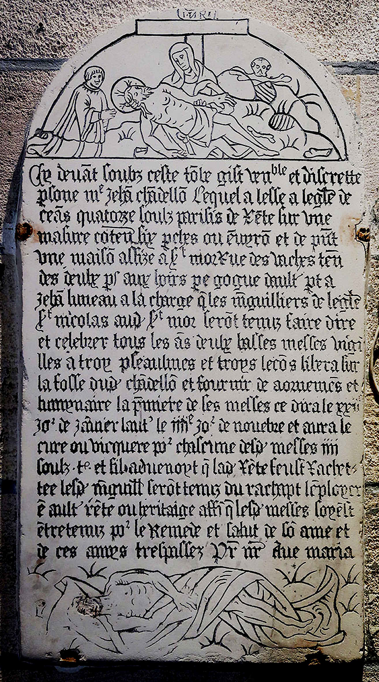 Lame funéraire du curé Jean Chandellon, 1578